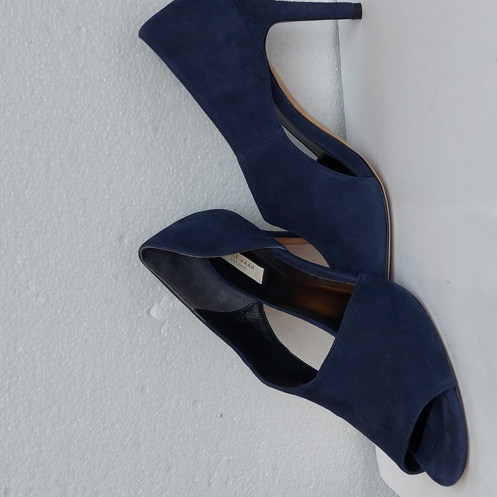 New Cole Haan peep-toe d'Orsay suede pumps 7.5